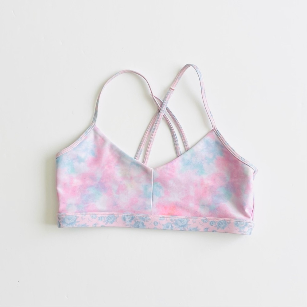 LoveShackFancy x Bandier MEDIUM Strappy Sports bra in Multi Tiedye Cotton Candy - Picture 4 of 6